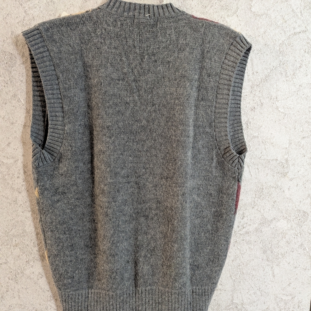 Argyle Patterned Gray and Red Vest - Picture 3 of 5
